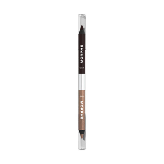 MORPHE Bi-liner Dual-ended Gel Eyepencil- Want Or Need Dark Brown/Shimmer Brown, 0.5g+0.5g, Buy from Indicrest