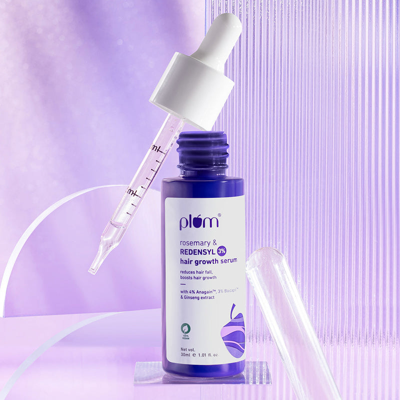Plum Rosemary & 3% Redensyl Hair Growth serum | Reduces Hairfall | Boosts Hair Growth | Improves Hair Density, 30ml Buy at Indicrest