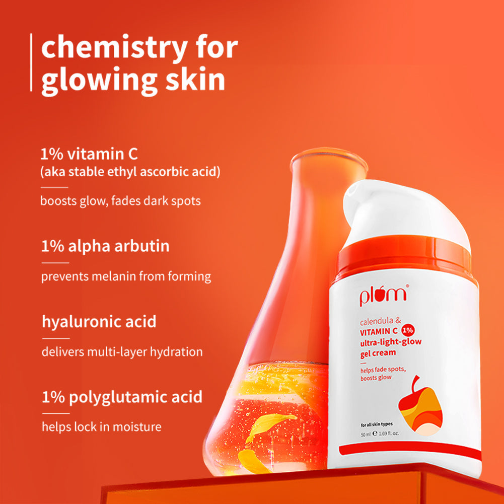 Plum 1% Vitamin C Ultra-Light-Glow Boosting Gel Cream with Alpha Arbutin | Boosts Glow | Fades Dark Spots & Pigmentation | Deeply Hydrates, 50g Buy at Indicrest Image 5