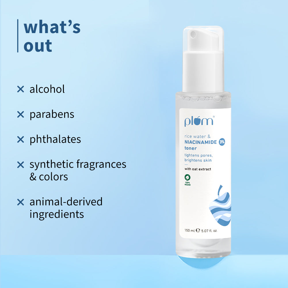 Plum 3% Niacinamide & Rice Water Toner for Bright Skin | Reduces Pores In 3 Days | Alcohol-Free | Dermat-Tested, 150ml Buy at Indicrest Image 7