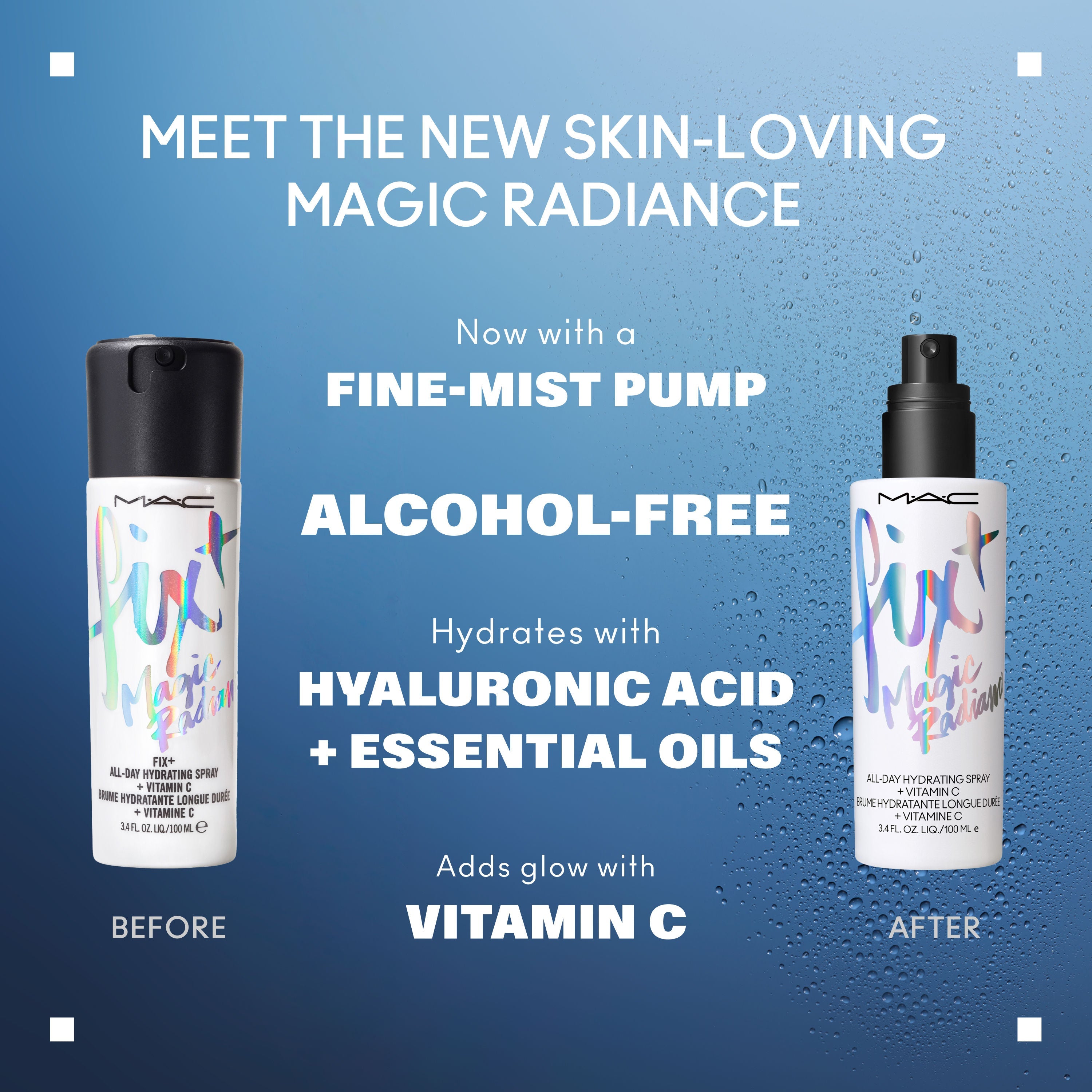 M.A.C Prep + Prime Fix+ Setting Spray - Magic Radiance, Makeup Fixer With Hyaluronic Acid, 100ml