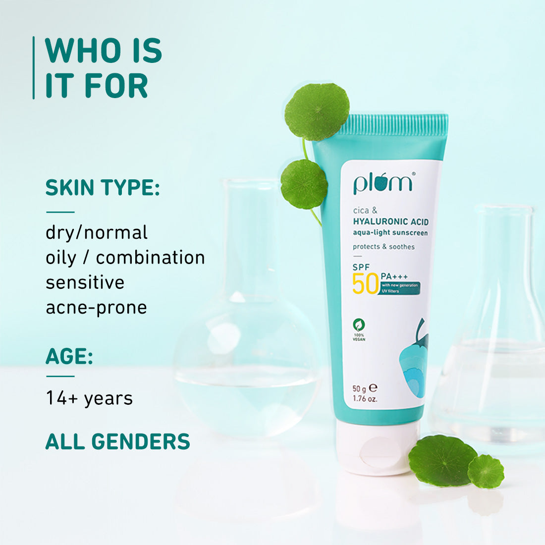 Plum Cica & Hyaluronic Acid SPF 50 Sunscreen | Safe, New Gen UV Filters | Non-Sticky| Non-Oily, 50g x 2 Buy at Indicrest Image 14