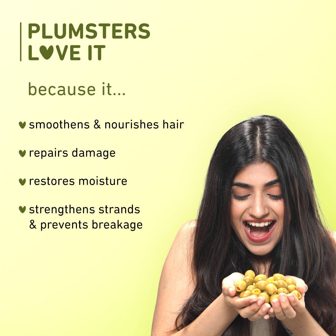 Plum Olive & Macadamia Mega Moisturizing Hair Mask | Repairs Damage | Smoothens Hair, 250g Buy at Indicrest Image 2