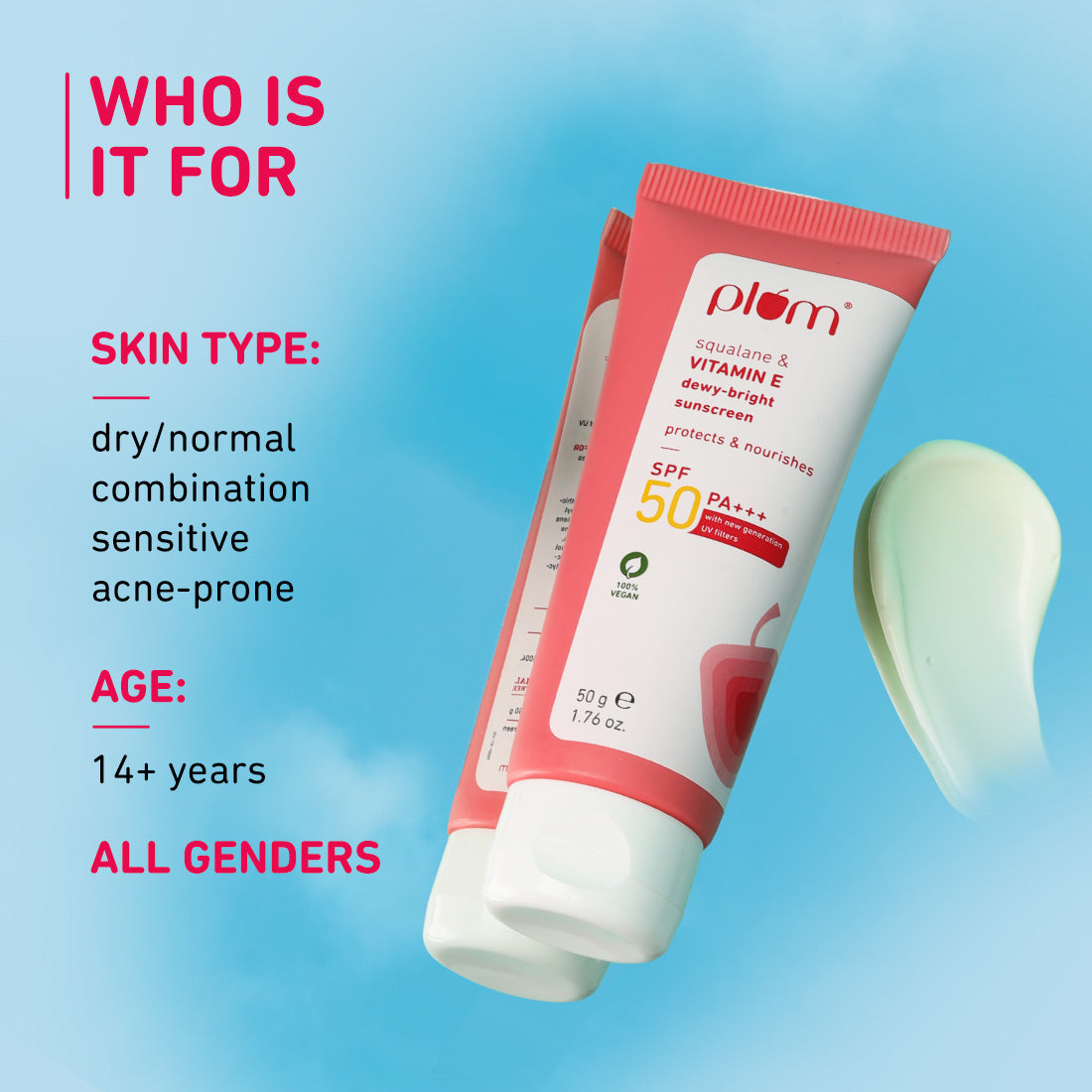 Plum Squalane & Vitamin E SPF 50 PA+++ Dewy-Bright Sunscreen | Safe, New Gen UV Filters | No White Cast, 50g Buy at Indicrest Image 3