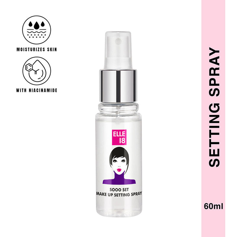 Elle 18 Hydrating Sooo Set Setting Spray With Niacimide For Moisturised Skin, 60ml Buy at Indicrest