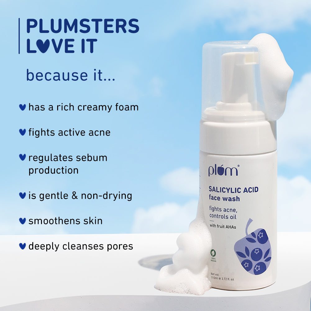 Plum 1% Encapsulated Salicylic Acid Foaming Face Wash for Acne | Fights Acne | Controls Oil | Smoothens Skin, 110ml Buy at Indicrest Image 5