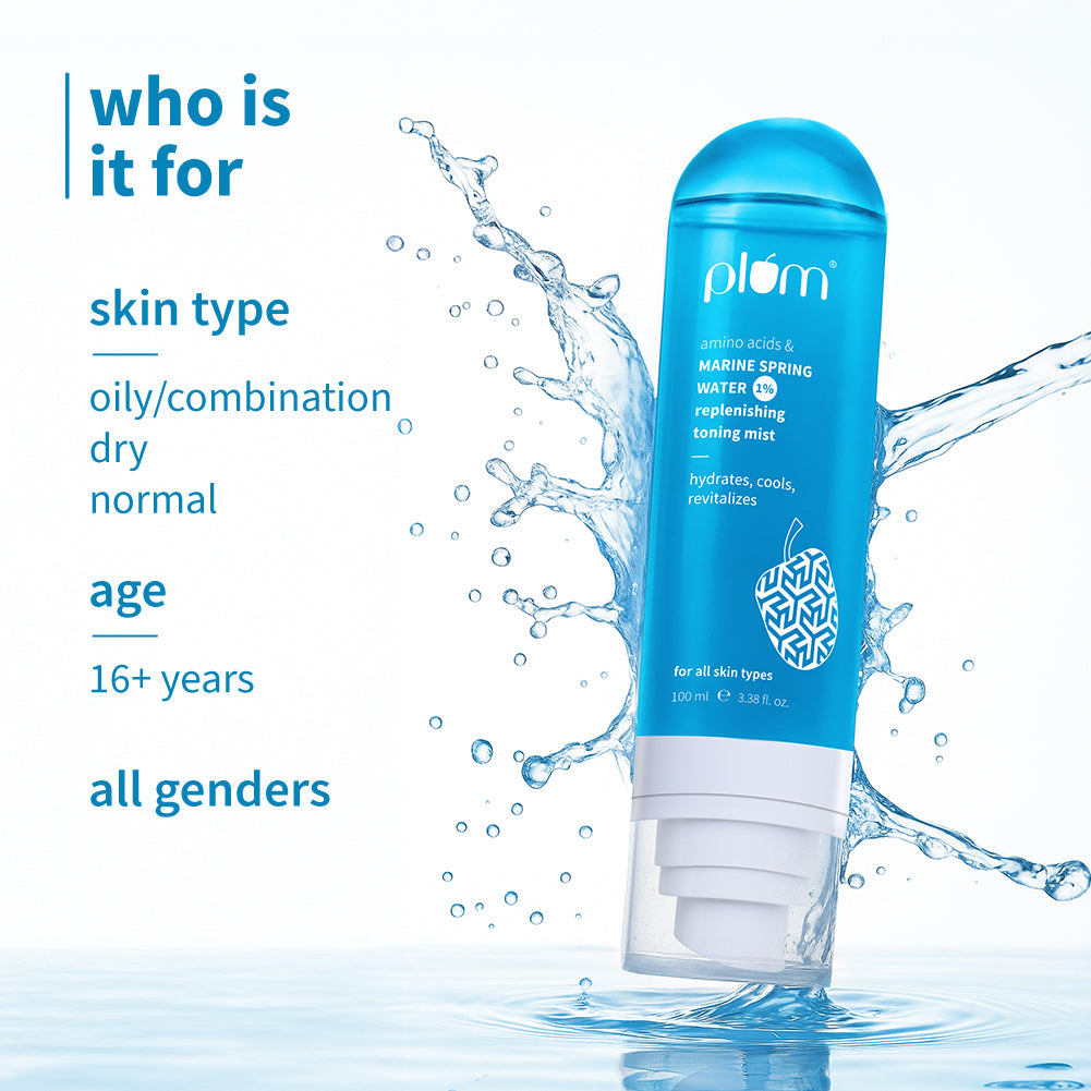 Plum 1% Marine Spring Water Replenishing Toning Mist Spray with Amino Acids | Hydrates, Cools & Revitalizes | With Active Minerals | On-The-Go Soothing Face Mist, 100ml Buy at Indicrest Image 4