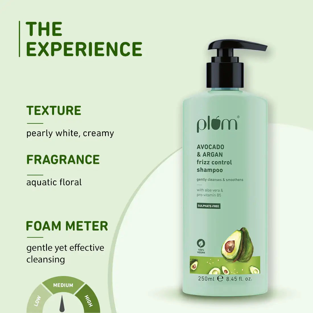 Plum Avocado & Argan Frizz Control Shampoo | Reduces Frizz | Conditions Strands, 250ml Buy at Indicrest Image 5