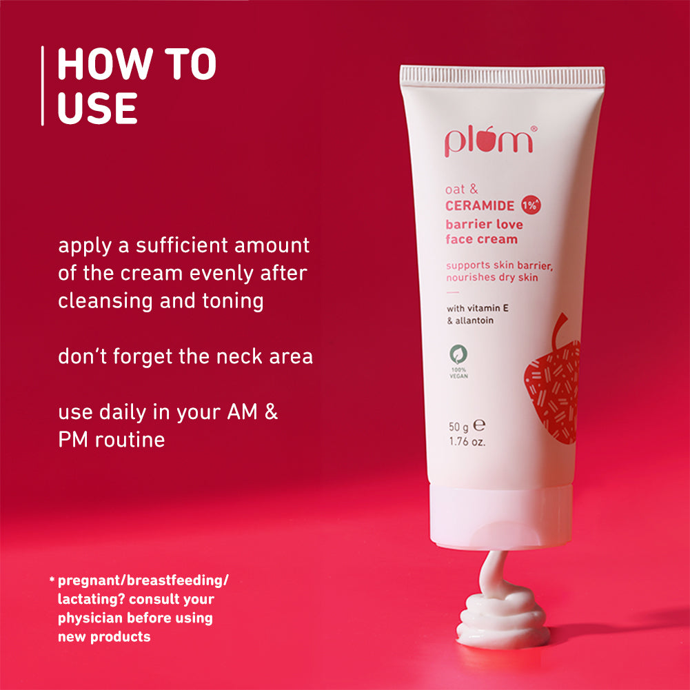 Plum Oat & 1% Ceramide Face Cream for Dry Skin | "3X Lasting Moisturization | Strengthens Skin Barrier | Dermat- Tested, 50g Buy at Indicrest Image 8