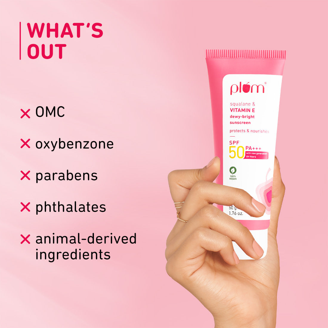 Plum Squalane & Vitamin E SPF 50 PA+++ Dewy-Bright Sunscreen | Safe, New Gen UV Filters | No White Cast, 50g Buy at Indicrest Image 9