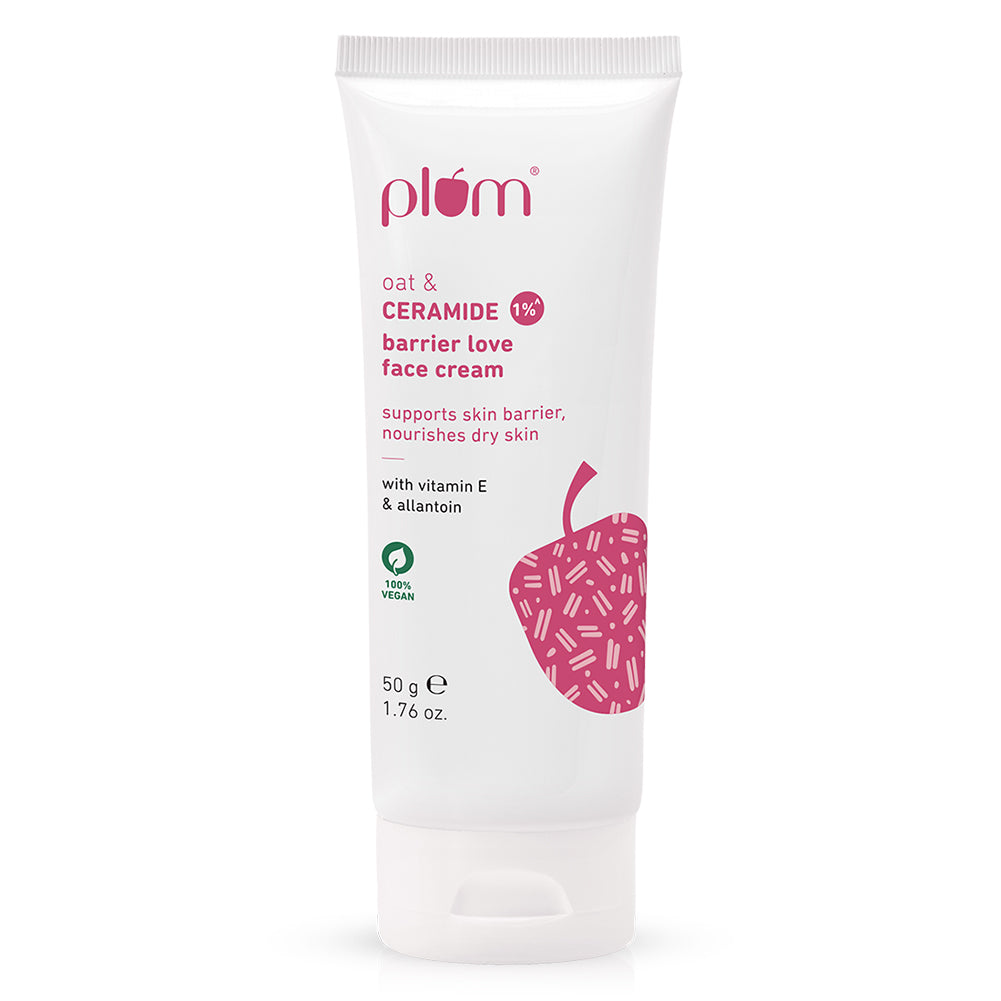 Plum Oat & 1% Ceramide Face Cream for Dry Skin | "3X Lasting Moisturization | Strengthens Skin Barrier | Dermat- Tested, 50g Buy at Indicrest Image 12