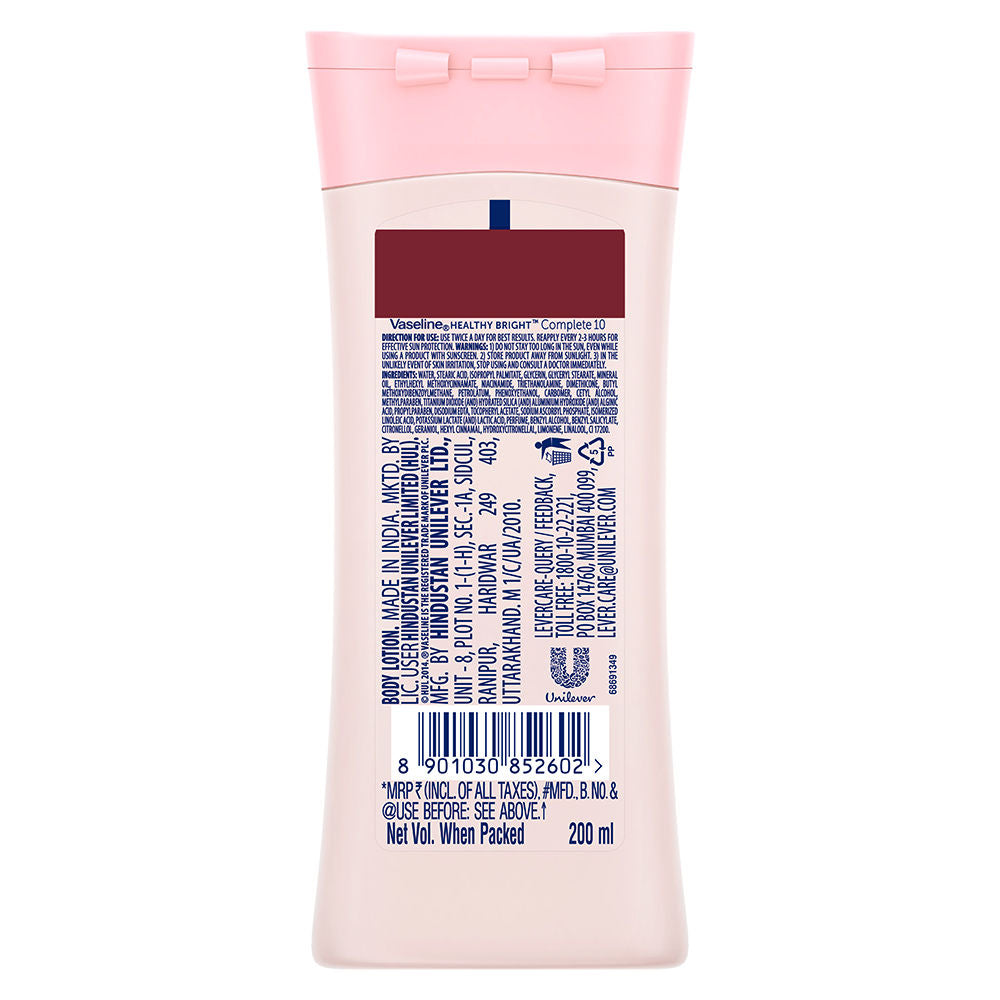 Vaseline Healthy Bright Complete 10 Body Lotion, 200ml Buy at Indicrest Image 3