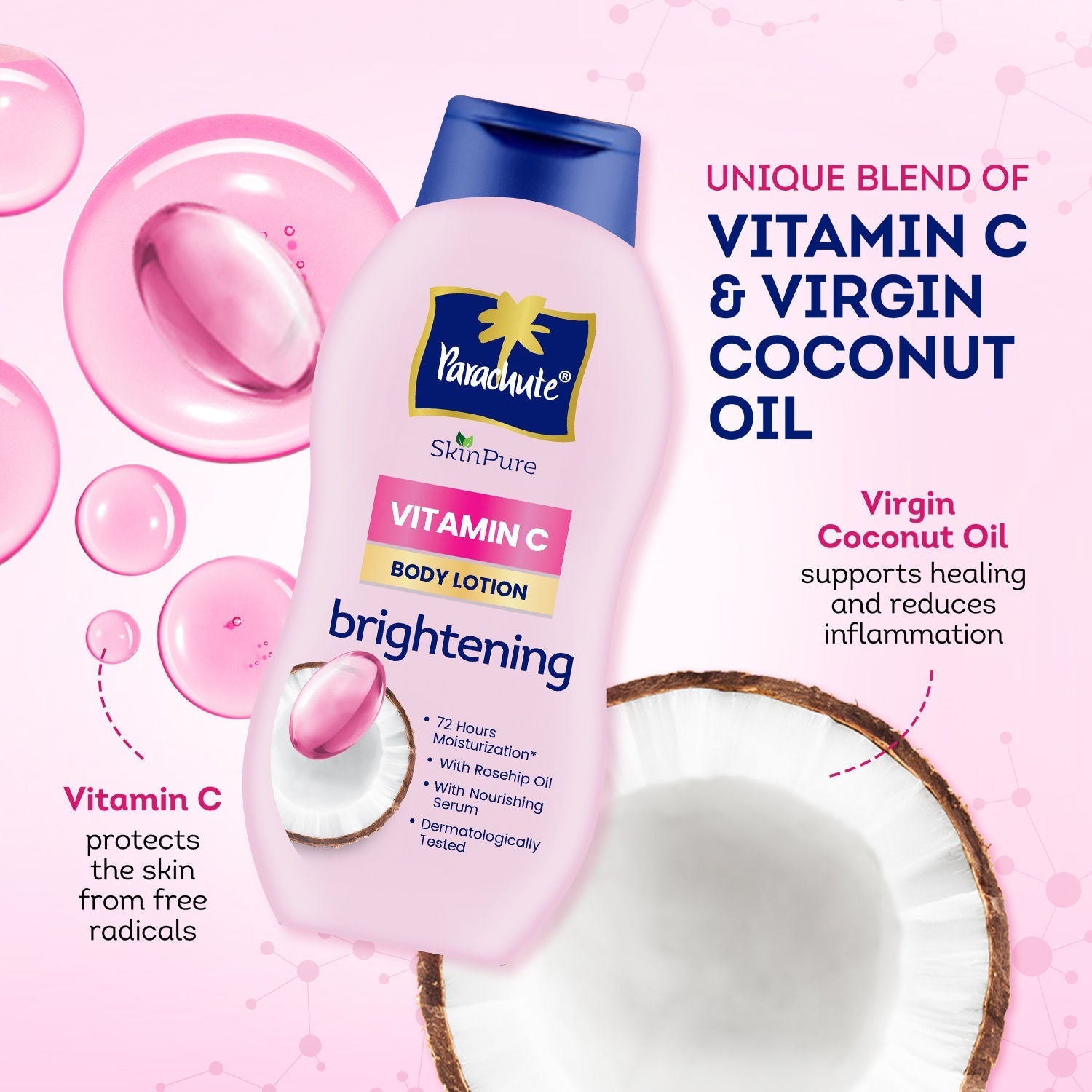 Parachute SkinPure Body Lotion With Vitamin C & Virgin Coconut Oil, 400ml Buy at Indicrest Image 3
