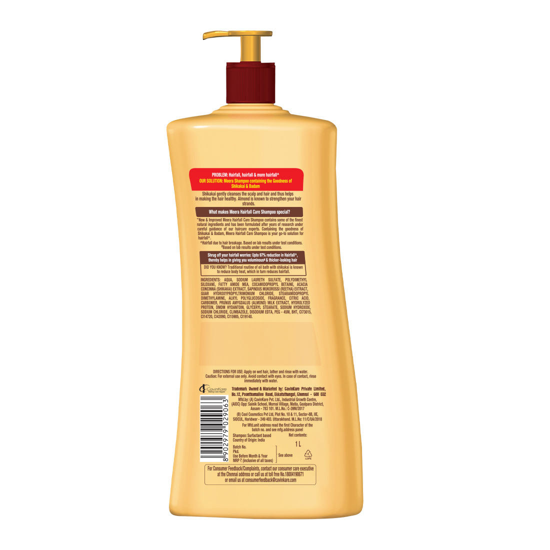 Meera Hairfall Care Shampoo, With Goodness Of Badam and Shikakai, 1 Litre Buy at Indicrest Image 5