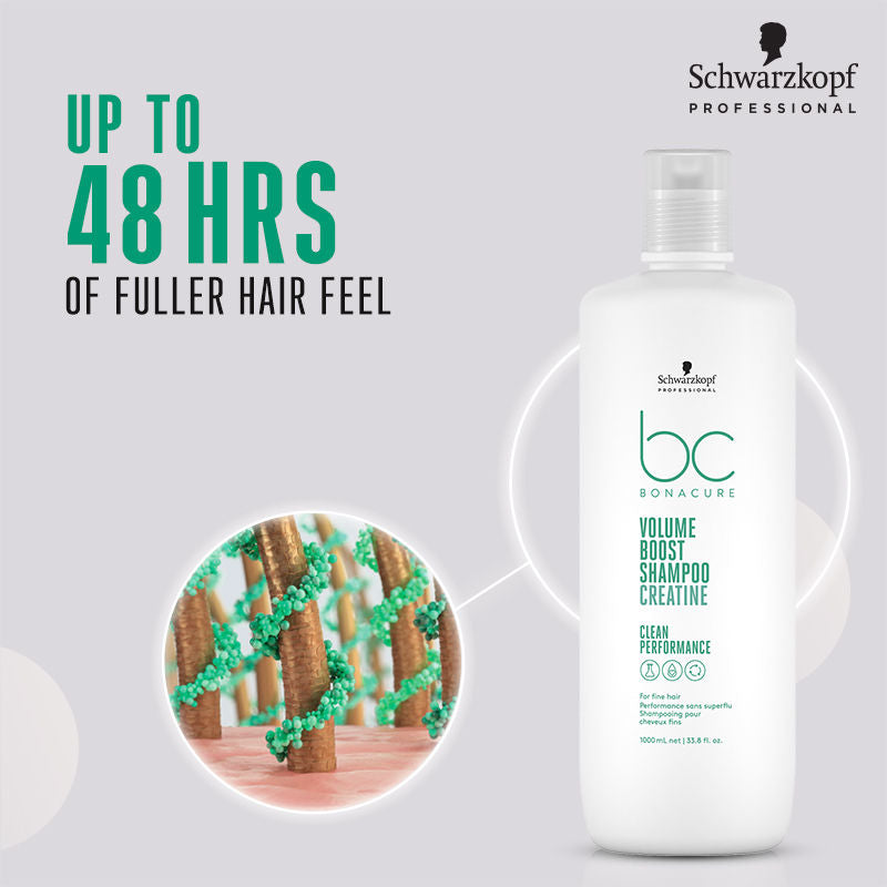 Schwarzkopf Professional Bonacure Volume Boost shampoo With Creatine - For Fine Hair, 1000ml Buy at Indicrest Image 3