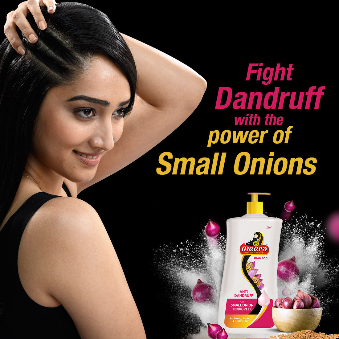 Meera Anti Dandruff Shampoo, With Goodness Of Small Onion and Fenugreek, 650ml Buy at Indicrest Image 2