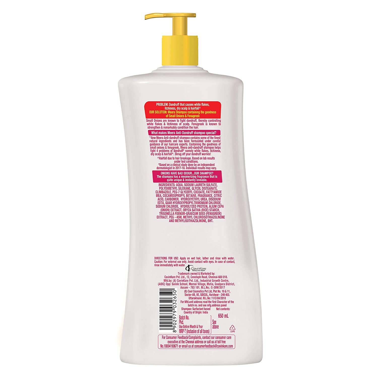 Meera Anti Dandruff Shampoo, With Goodness Of Small Onion and Fenugreek, 650ml Buy at Indicrest Image 7