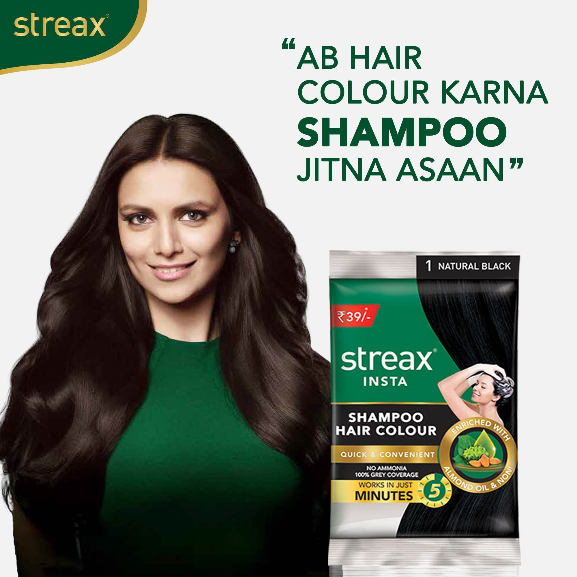 Streax Insta Shampoo Hair Colour - Natural Black, 25ml Buy at Indicrest Image 3