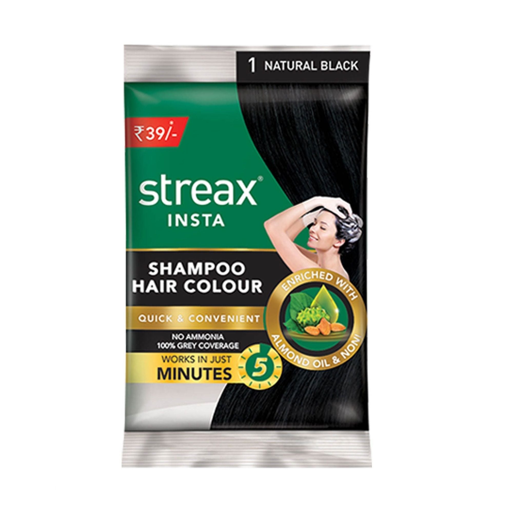 Streax Insta Shampoo Hair Colour - Natural Black, 25ml Buy at Indicrest Image 7