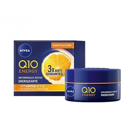 Nivea Q10 Energy Recharging Night Cream, 50ml Overnight Hydrating Anti-Wrinkle Face Cream