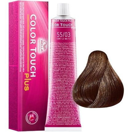 Wella Professionals Color Touch Plus Hair Colour 55/03 Intense Light Brown Natural Gold, 60ml | Demi-Permanent Professional Hair Colour