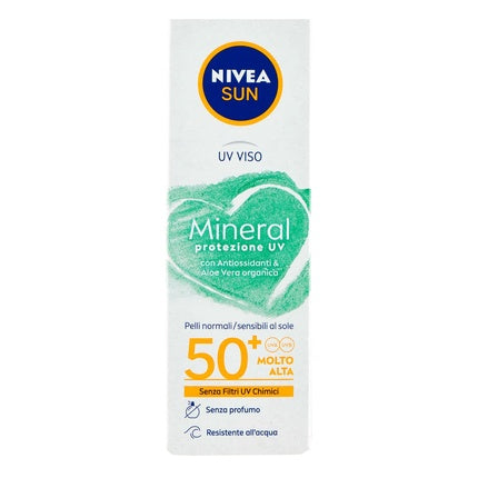 Nivea SUN Mineral Face Cream SPF 50+ (50ml) Mineral Facial Sunscreen with Broad Spectrum UV Protection