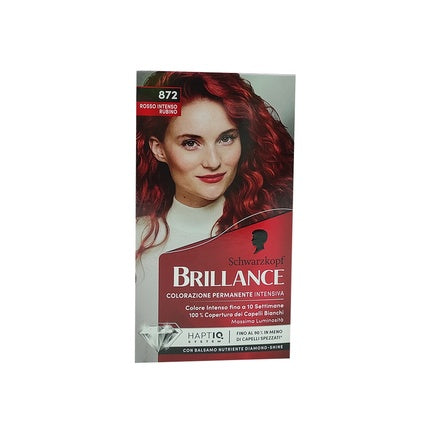 Schwarzkopf Brillance Permanent Hair Color 872 Intense Ruby Red Hair Dye Cream with Nourishing Conditioner Diamond Shine White Hair Coverage, 170ml