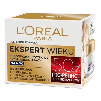 L'Oréal Paris Age Specialist 50+ Anti-Wrinkle Firming Night Cream, 50ml | Overnight Hydrating Anti-Age Face Moisturiser