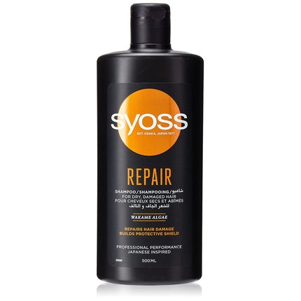 Schwarzkopf SYOSS Repair Therapy Shampoo, 500ml | Strengthening Shampoo for Dry & Damaged Hair