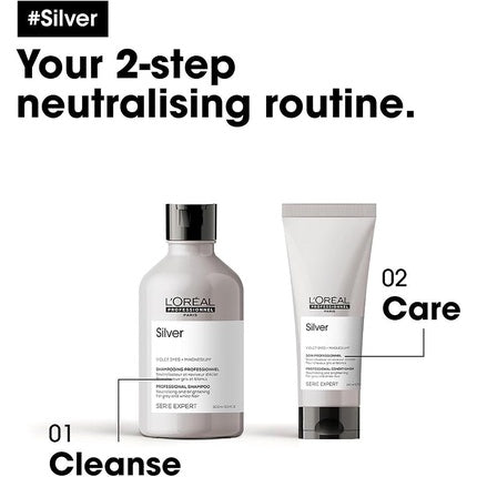 L'Oréal Professionnel Serie Expert Silver Conditioner, 200ml Purple Conditioner for Grey, White & Blonde Hair