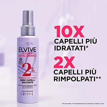 L'Oréal Paris Elvive Hydra Hyaluronic Hair Serum Spray with 2% Hyaluronic Acid, 150ml