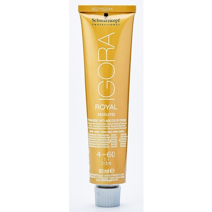 Schwarzkopf Professional IGORA Royal Absolutes 4-60 Medium Brown Auburn Natural Permanent Hair Colour, 60ml