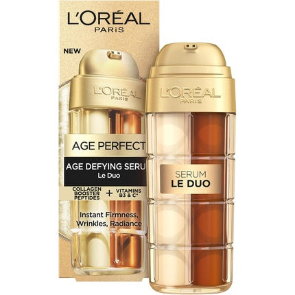 L'Oréal Paris Age Defying Serum Le Duo with Collagen Peptide Booster & Vitamin B3 – Dual Action Anti-Ageing Face Serum