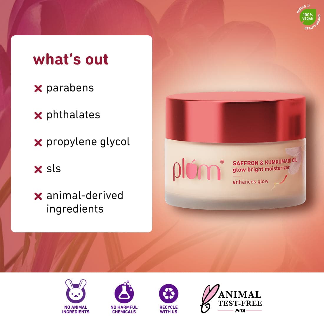 Plum Saffron & Kumkumadi Oil Glow Bright Moisturizer with SPF 35 | Enhances Glow | Brightens Skin, 50g x 2 Buy at Indicrest Image 11