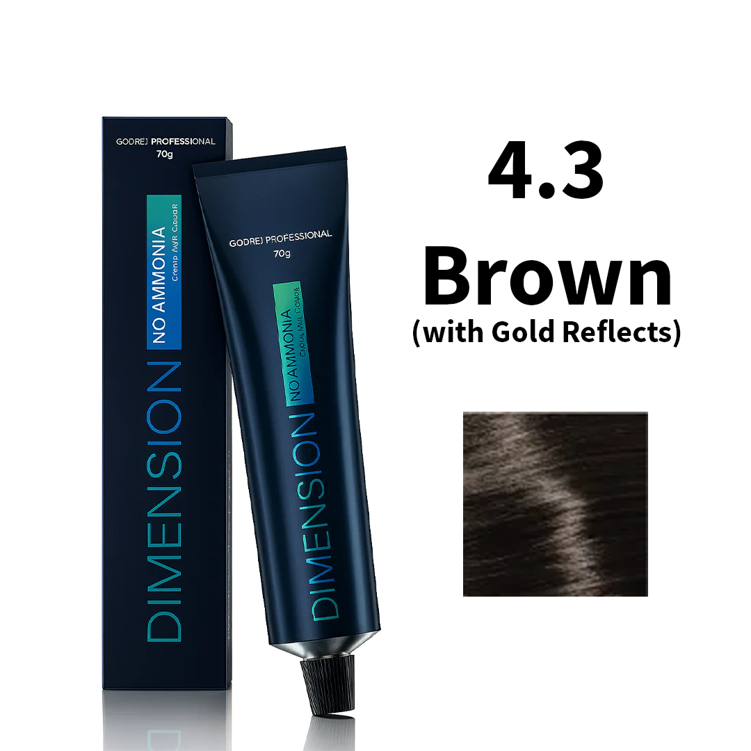 Godrej Professional Dimension No Ammonia Cream Hair Colour Gold Reflects 4.3 - Brown (with Gold Reflects) 70g