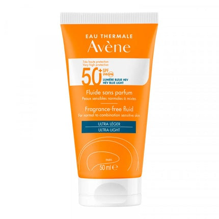 Avène Fragrance-Free Ultra-Light Fluid SPF 50+ Sunscreen, 50ml for Sensitive Normal & Combination Skin