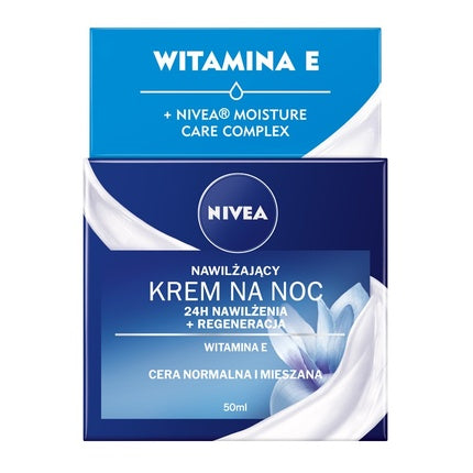 Nivea 24h Moisturization + Regeneration Night Cream for Normal & Combination Skin, 50ml | Overnight Hydrating Face Cream
