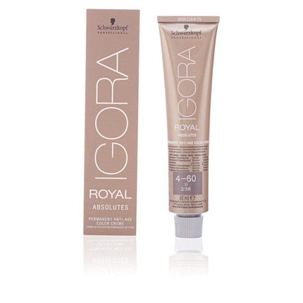 Schwarzkopf Professional IGORA Royal Absolutes 4-60 Medium Brown Chocolate Natural Permanent Anti-Age Hair Color, 60ml