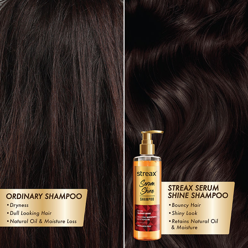 Streax Serum Shine Paraben Free Shampoo For Frizzy & Dry Hair With Silicon Boosters, 240ml Buy at Indicrest Image 6