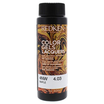 Redken Color Gels Lacquers Permanent Hair Colour 4NW Maple, 60ml - Professional Permanent Hair Color