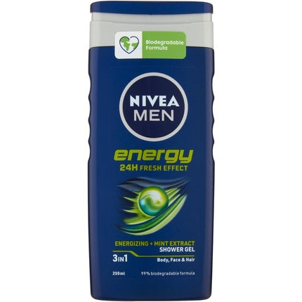 Nivea Men Energy Shower Shampoo, 250ml | 3-in-1 Body, Face & Hair Cleanser
