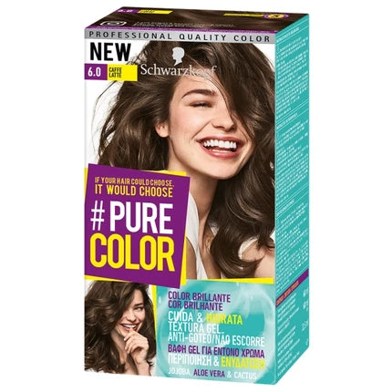 Schwarzkopf Pure Color 6-0 Caffe Latte Hair Dye, 60ml Permanent Hair Colour Cream
