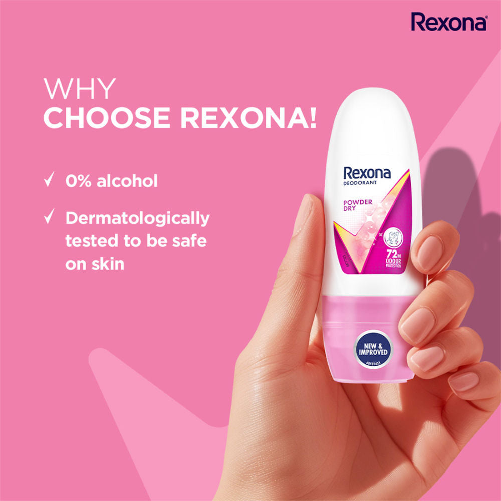 Rexona Women Deodorant Underarm Roll On Powder Dry 72 Hour Odour Protection (Pack of 3), 75ml Buy at Indicrest Image 9