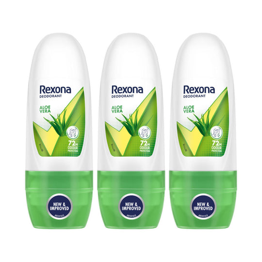 Rexona Women Deodorant Underarm Roll On Aloe Vera 72 Hour Odour Protection (Pack of 3), 75ml Buy at Indicrest