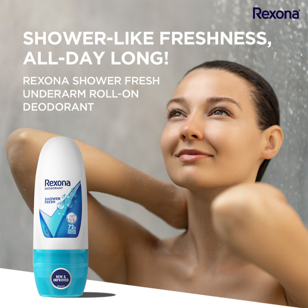 Rexona Women Deodorant Underarm Roll On Shower Fresh 72 Hour Odour Protection (Pack of 5), 125ml Buy at Indicrest Image 4