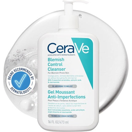 CeraVe Blemish Control Cleanser with 2% Salicylic Acid & Niacinamide Acne Face Wash