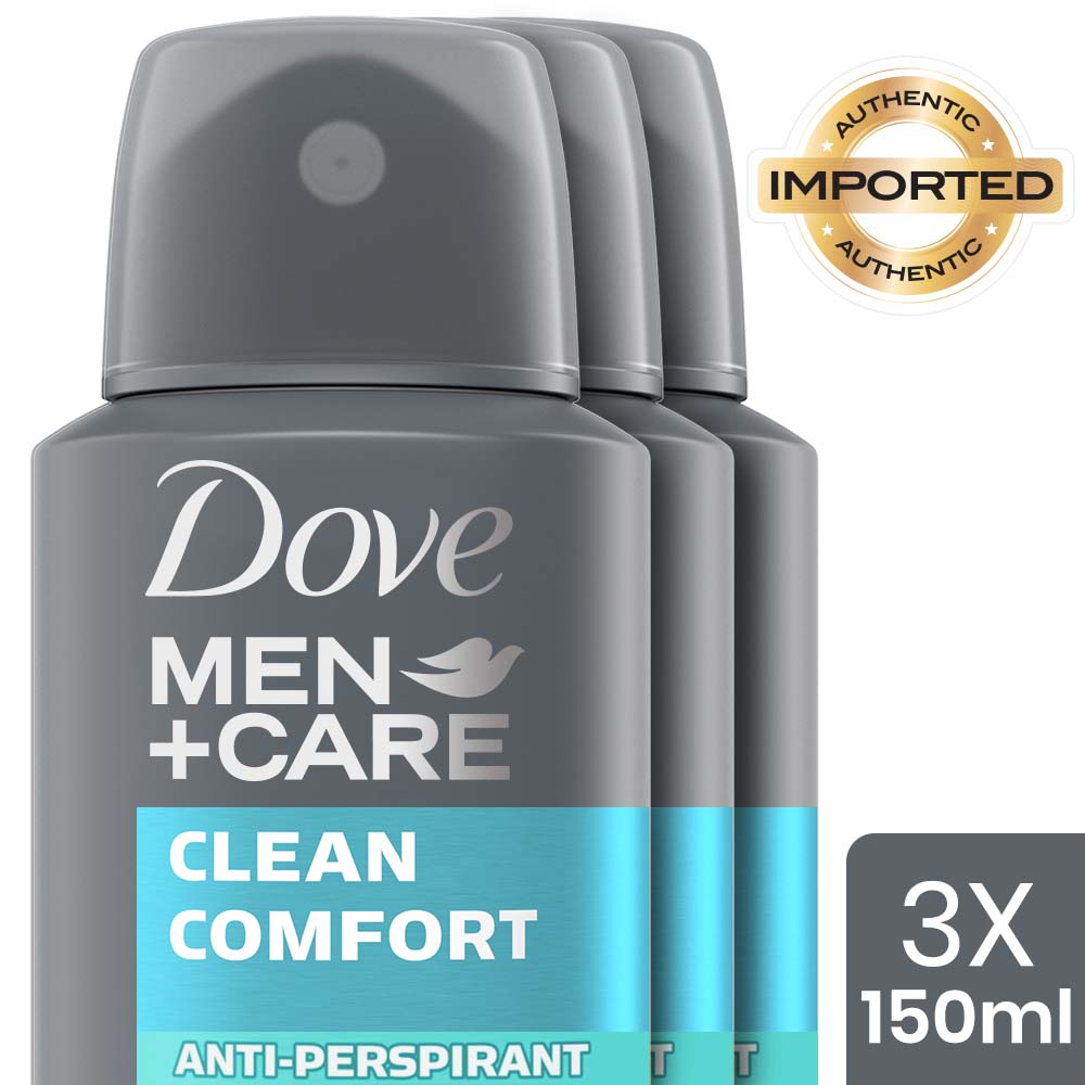 Dove Men+Care Clean Comfort Dry Spray Antiperspirant Deodorant (Pack of 3), 150ml Each Buy at Indicrest Image 2