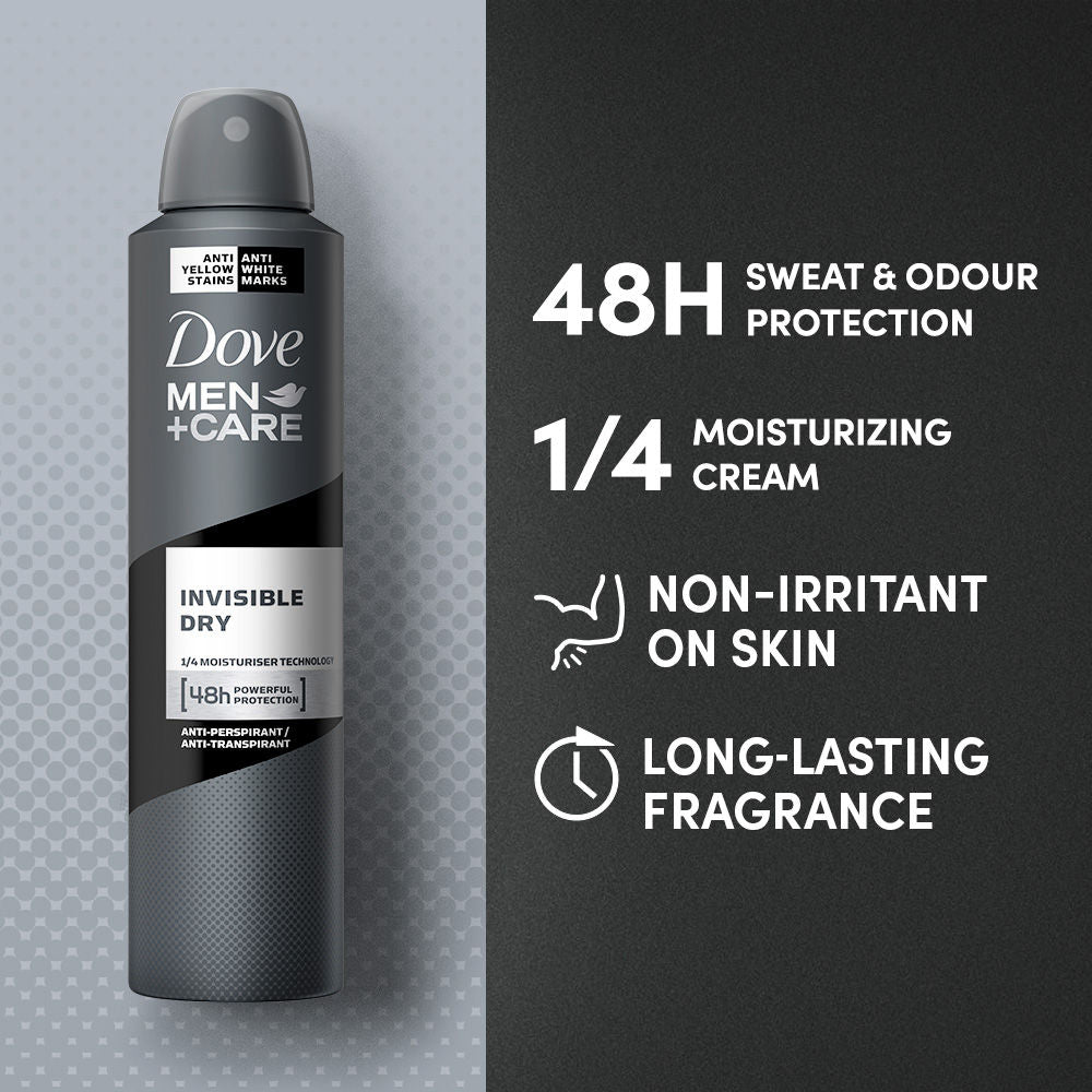 Dove Men+Care Invisible Dry Spray Antiperspirant Deodorant (Pack of 3), 250ml Each Buy at Indicrest Image 4