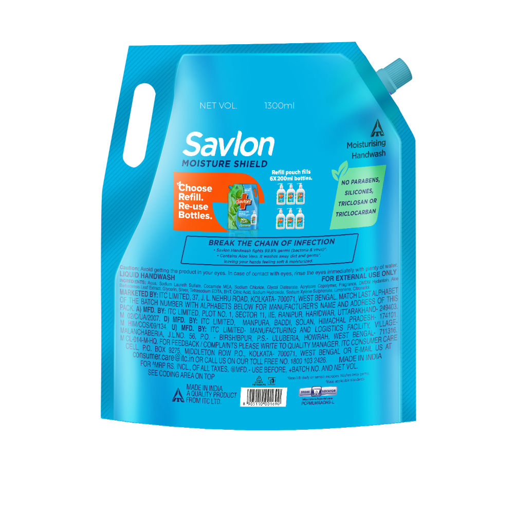 Savlon Moisture Shield Germ Protection Liquid Handwash Refill Pouch, 1350ml Buy at Indicrest Image 8