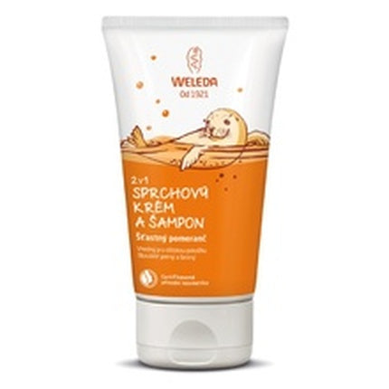 Weleda Kids 2-in-1 Shower Gel & Shampoo Happy Orange, 150ml | Gentle Hair & Body Wash for Children